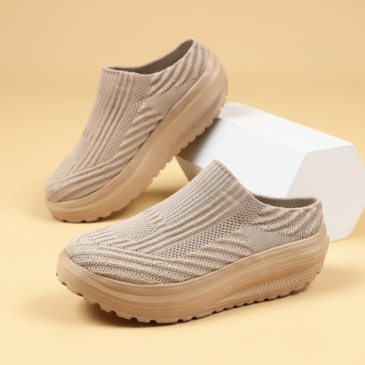 

TUINANLE Women s Summer Shoes Casual Single Ladies Platform Shoes Soft Sole Cover Half Slippers Soft Walking Slippers 42