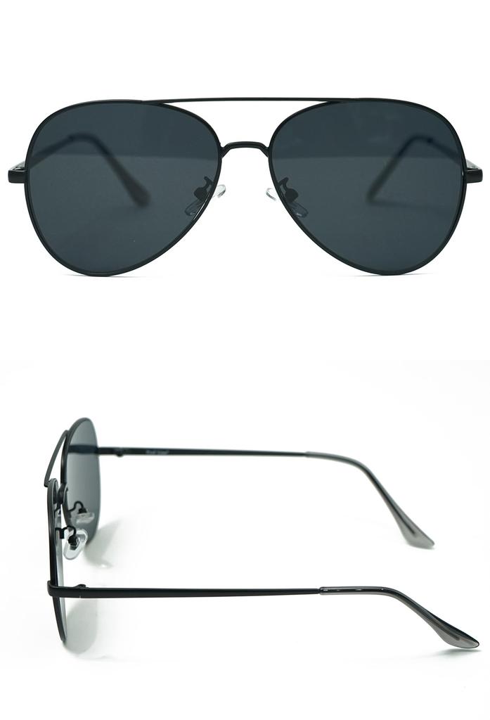 Black x Dark Smoke Polarized Teardrop Pilot Aviator for Men and Mirrored Metal [Prof Line] Sunglasses, Rectangular, Full-Rim, Women, Non-Prescription,