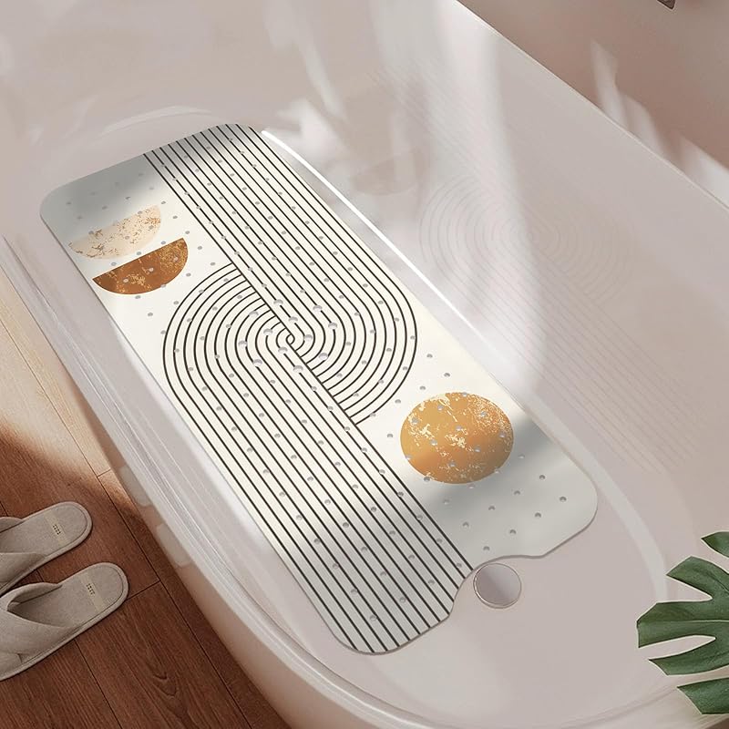 Non Slip Bathtub Mat, Bohemia Bath Mat for Tub, Extra Long Bathtub Mat Shower Mat with Suction Cups and Drain Holes for Elderly Kids Toddler Baby 40