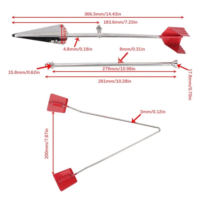 Stainless Steel Wind Direction Indicator Reflective Design Weather Vane for Night Navigation Safety on Boats