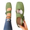 Women's Plus Size Casual Square Toe Flats with Rhinestone Decoration Adjustable Strap Comfortable Slip-On Shoes Suitable for Daily Wear