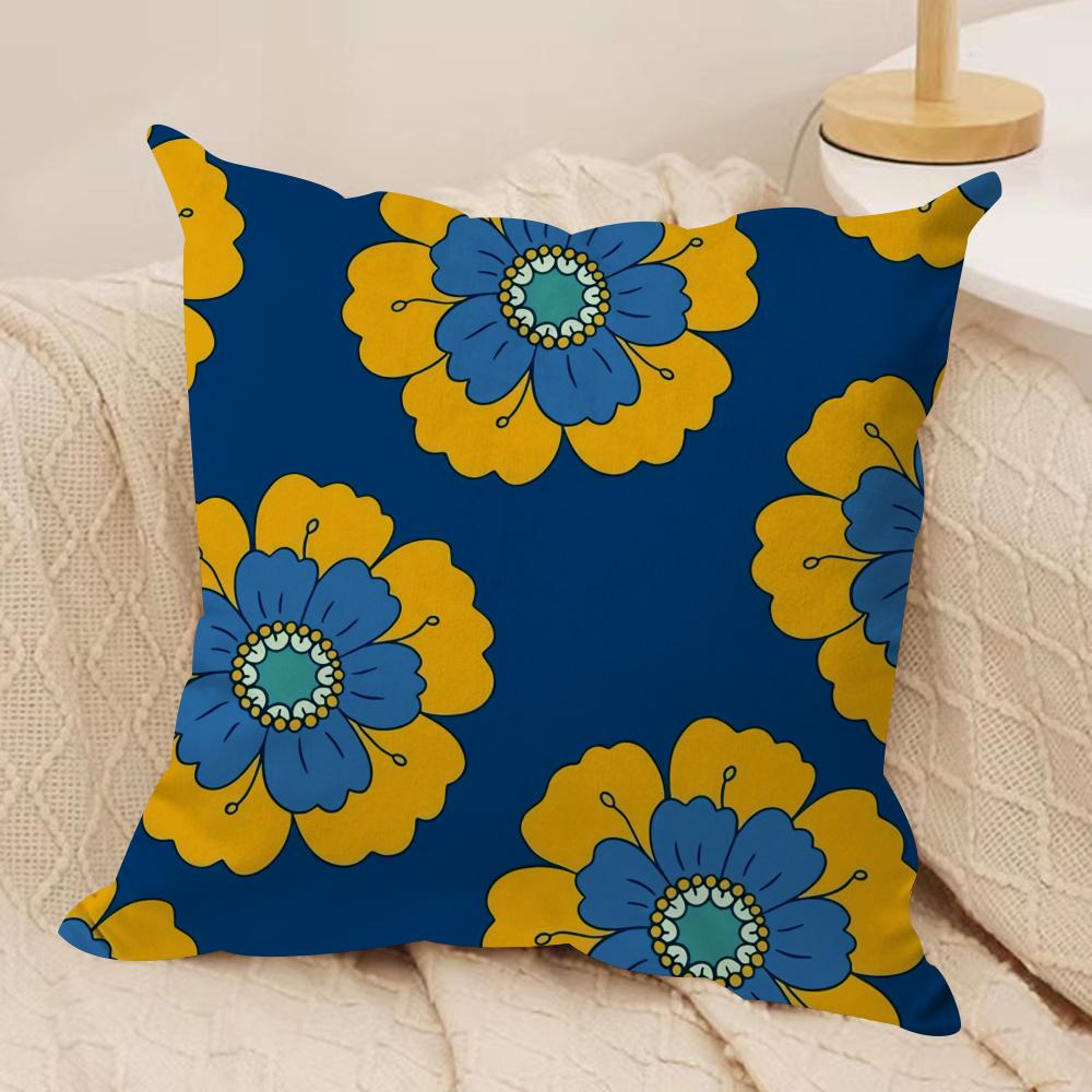 Chinese Flower Cushion Cover Soft Plush Fabric DoubleSided Printed Sofa Cushion Cover for All Seasons Home Decor Gift