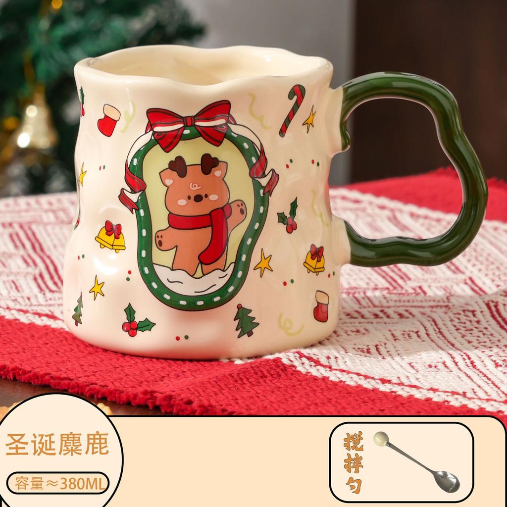 Christmas Gift Ceramic Coffee Cup 380ml Exquisite Tea Cup Modern Santa Water Mug Office Coffee Cup Room Dining Table Decoration