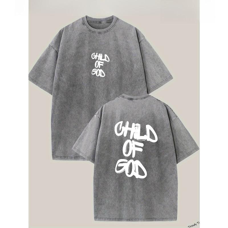 European Size Creative Letter Pattern Print for The Child of God, Featuring a Retro Trendy Design. This Fashionable Casual Round Neck Shirt