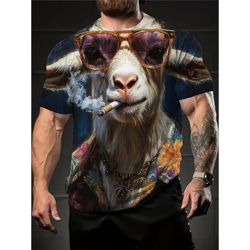 Funny Cartoon Animals Pattern T-Shirt For Men Funny Goat Pig 3D Printed Tees Casual Short Sleeve O-Neck Men Tops Unisex T-Shirts