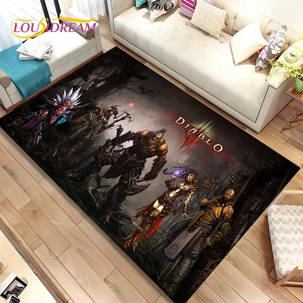 3D HD Diablo Game Gamer Cartoon Area Rug,Carpet Rug for Home Living Room Bedroom Sofa Doormat Decor,kid Play Non-slip Floor Mat