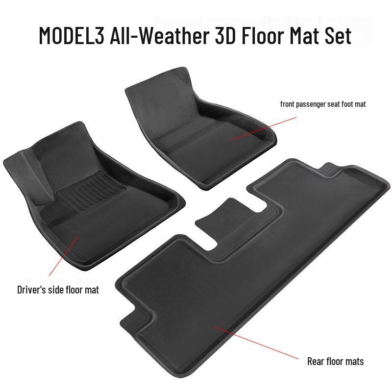 Tesla Model 3 Refresh Waterproof XPE Car Floor Mats & Eco-Friendly Odorless Trunk Mat