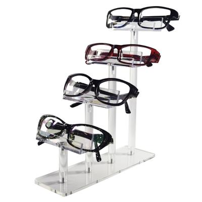 Clear Acrylic Eyeglasses Storage Solution, 3/4/6 Tiers Display Stand Sunglass Holder for Multiple Glasses
