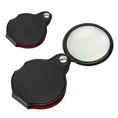50Mm Handheld Magnifying Glass 8X Leather Pocket Magnifier Single Glass Lens Mini Size Reading Loupe Portable Black Gift Lupa