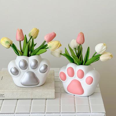 Vaso Zampa di Gatto Smalto Morbido Vaso Artistico per Composizioni Floreali Accessorio Decorativo per Mobile TV Soggiorno di Casa