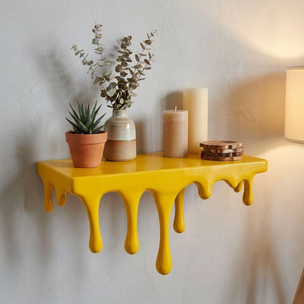3D Printed Drip Floating Shelf Stable Wall Storage Rack Decorative Melting Wall Shelf Bedroom