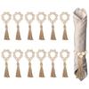 M-Modern-12PCS Natural Wooden Beads Napkin Rings With Tassels Napkin Holders For Christmas Farmhouse Wedding Home Table Decor