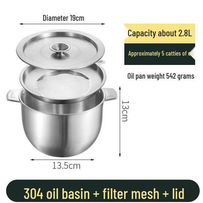 ZISIZ 2.8L Stainless Steel Oil Strainer Pot
