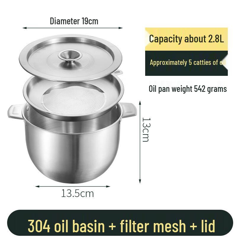 

ZISIZ 2.8L Stainless Steel Oil Strainer Pot
