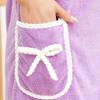 1pc Wearable Bath Towel, Cute Bow Soft Shower Skirt For Women, Adjustable Bath Robe With Pocket For Home And Travel