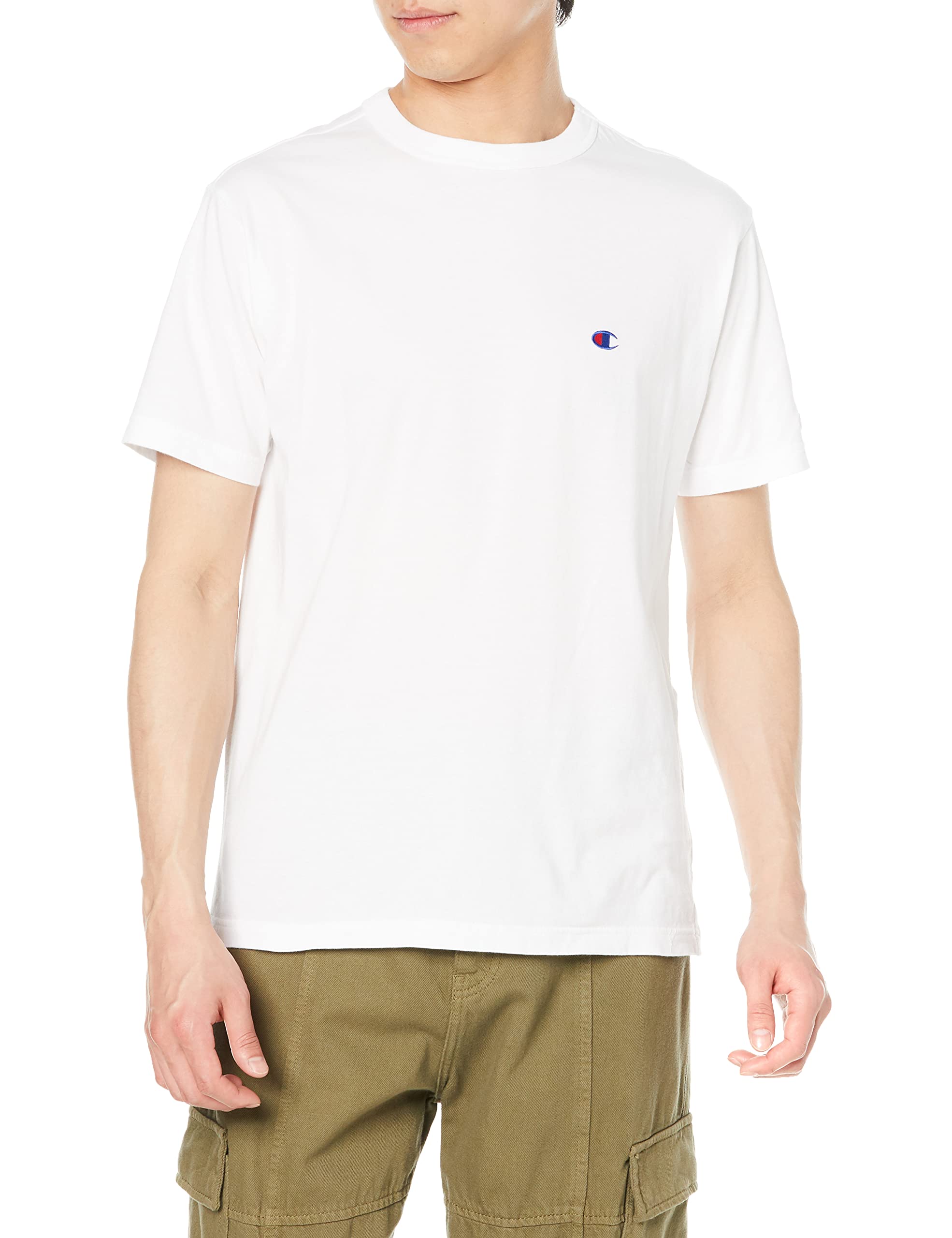

Short One Point Logo Short Sleeve Basic XL [Champion] T-Shirt, Sleeve, 100% Cotton, Standard, Embroidery, T-Shirt, C3-P300, Men s, White, білий