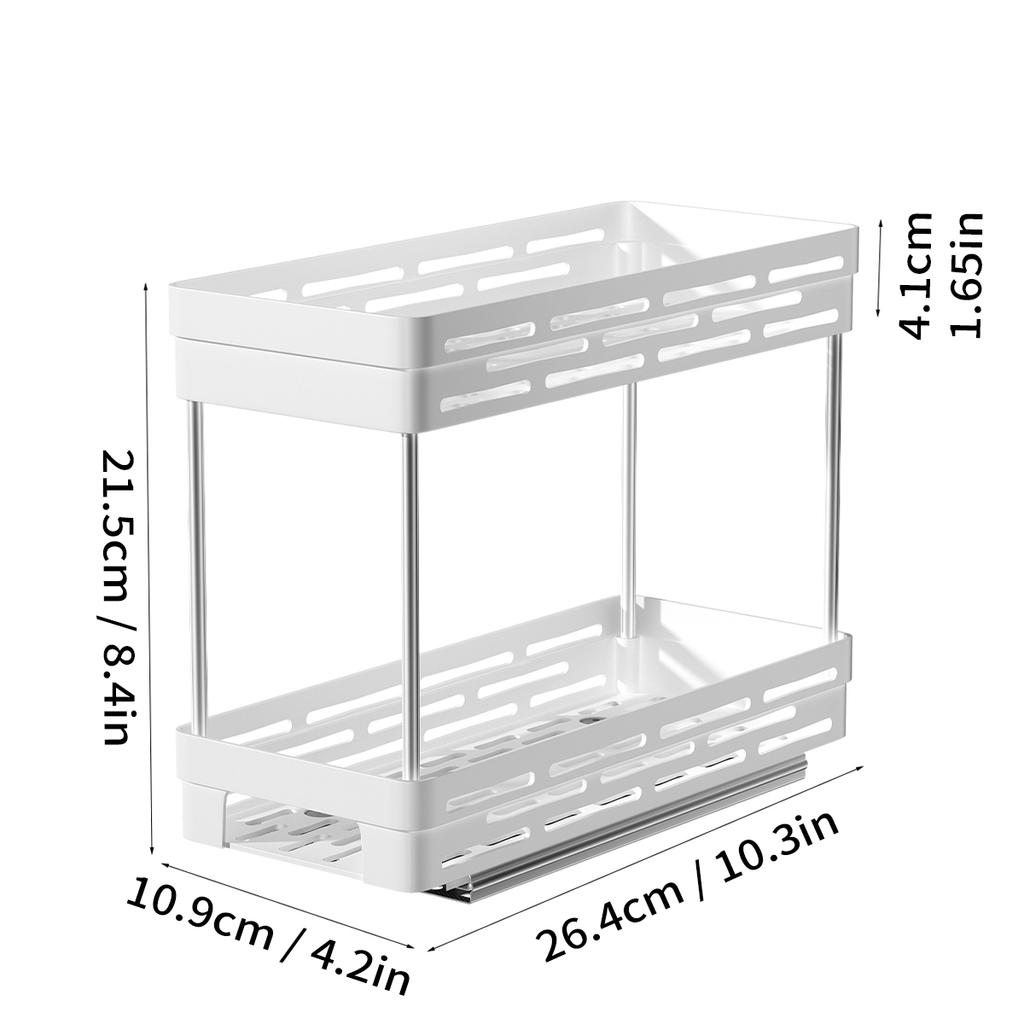 2 Tier Pull Out Plastic Storage Rack Large Capacity Kitchen Cabinet Storage Organizer Drawer Spice Jar Storage Shelves