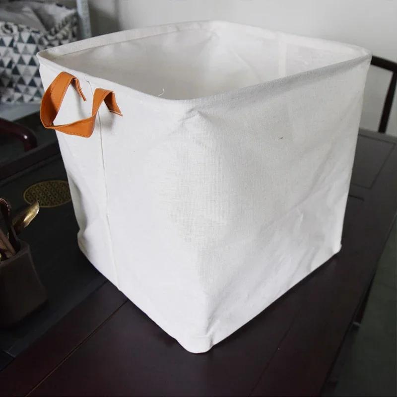 

Тканевая корзина для белья с мультяшным рисунком, хлопковая смесовая, складная, для хранения игрушек, одеял, грязной одежды, портативная, многоразовая 32x32x32cm