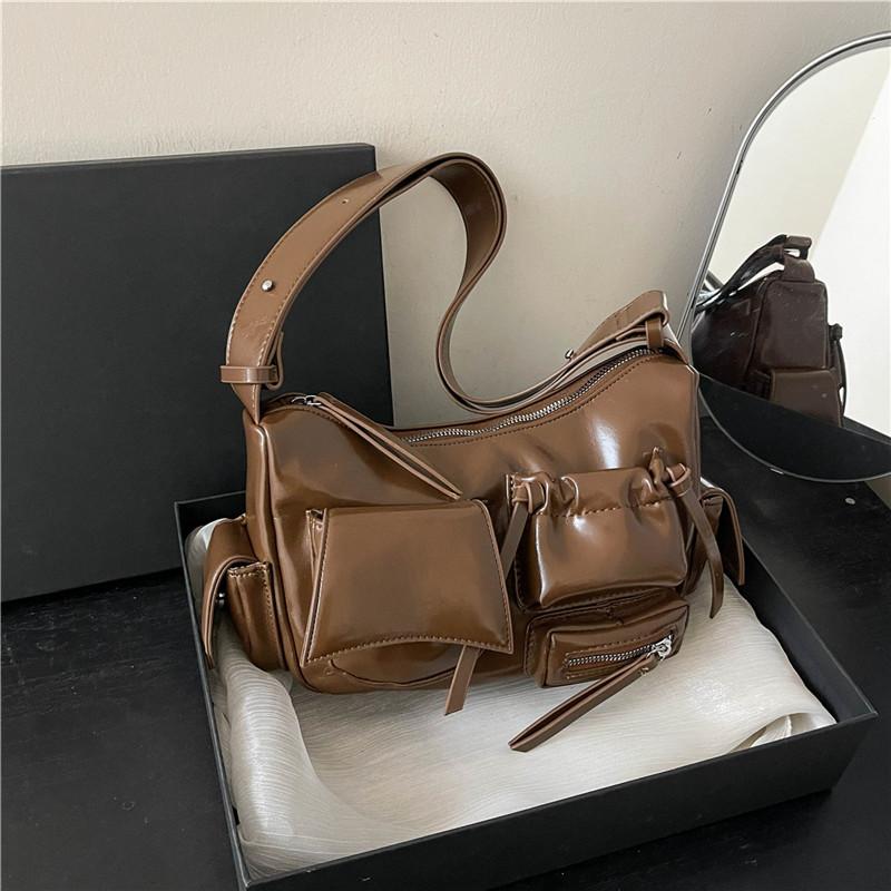 

Повседневная сумка через плечо в стиле мотоцикла, модная и ретро-сумка из масляно-вощеной кожи, женская сумка кофейный