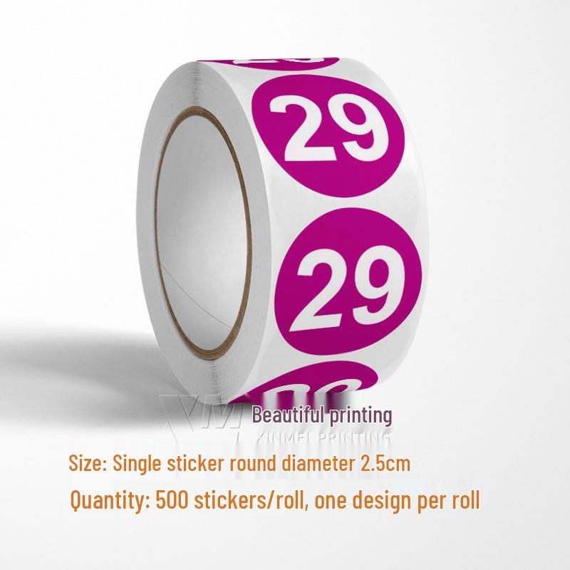 Adesivos Redondos Autoadesivos com Números 1-33 – Rolo de Etiquetas de Identificação Seriada Coloridas