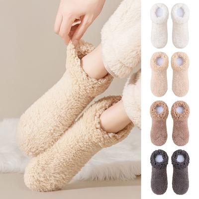 Fleece Lining Winter Socks Anti-slip Indoor Floor Shoes Cute Sleep Floor Socks  Autumn Winter