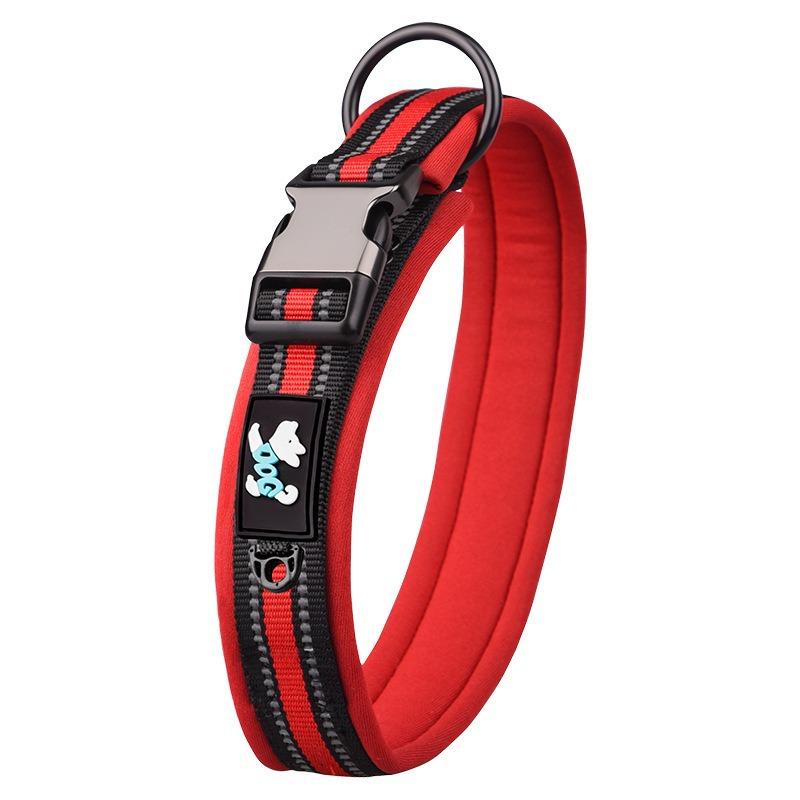 Pet Collar Adjustable Size Night Reflective Webbing Space Cotton Breathable Pet Collar