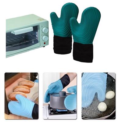 Silicone Oven Heat Insulation Gloves, Suitable for Cooking, Baking and Grilling, Extended Style, BPA-free, Easy To Clean, Flexib