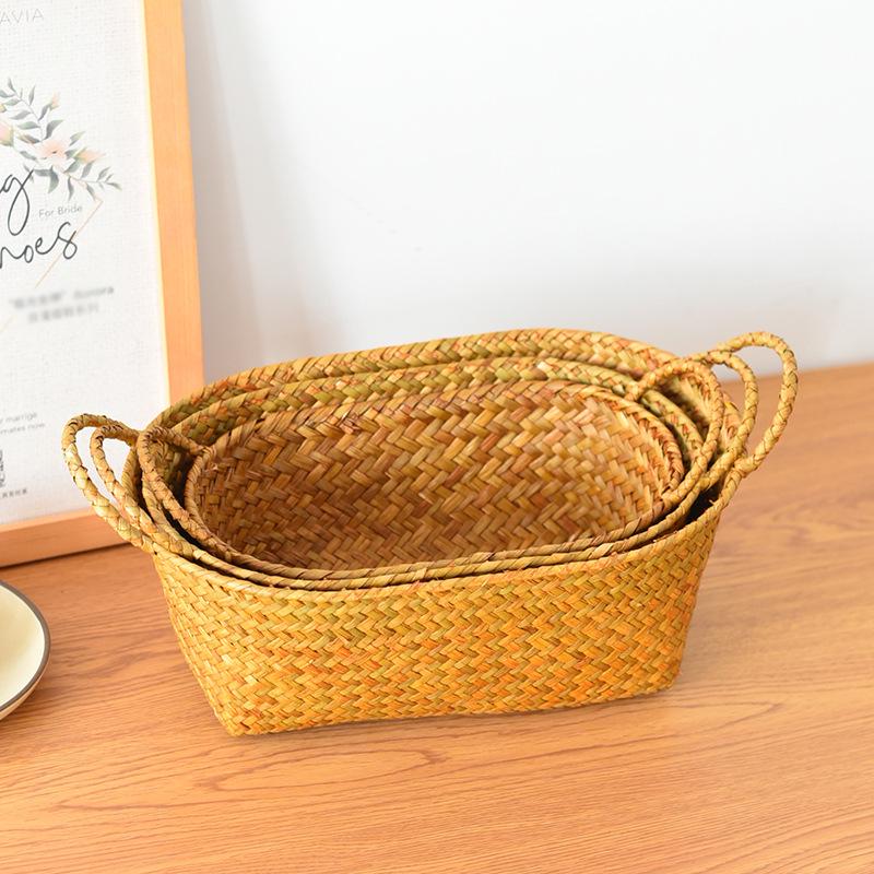 Rustic Woven Rattan Fruit & Snack Organizer Basket