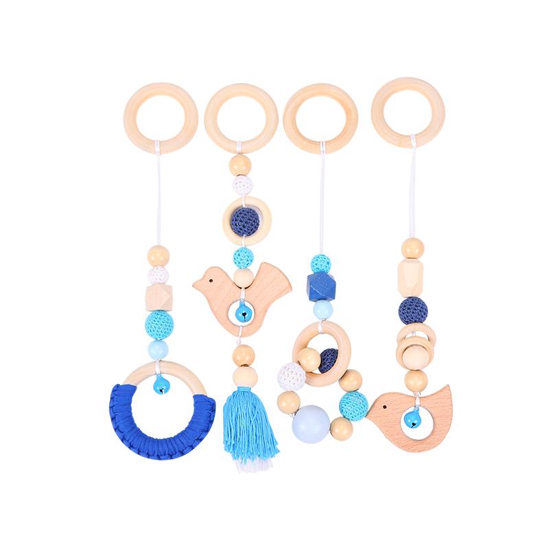 Decoration Fringe Pendant Beech Wooden Baby Teethers Set Animal Shape Baby Learning Toys Custom New Born Gift Set Teether Set