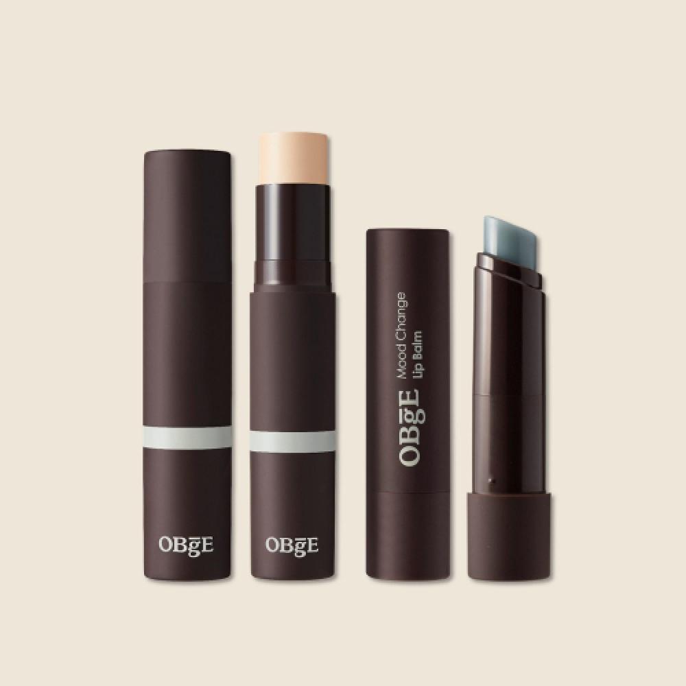 Obge Natural Cover Foundation + Mood Change Lip Balm Set Foundation No.3+Lip Balm Warm Orange