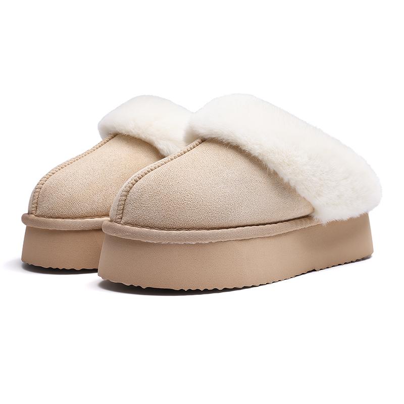 Fashion Smile PoP Winter Fluffy Women Slippers Warm Fuzzy House Slippers Soft Suede Antiskid Platform Cotton Slippers With Memory Foam