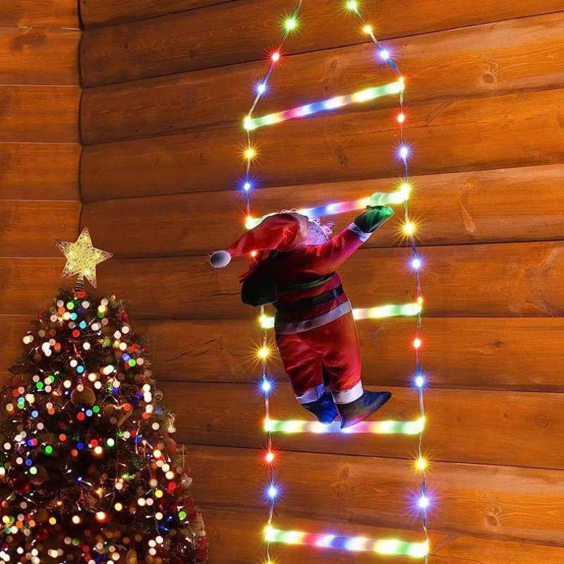 LED Christmas Decorations Fairy Lamp LED Ladder Lamp with Climbing Santa Claus Home Outdoor Christmas Light New Year Ornaments