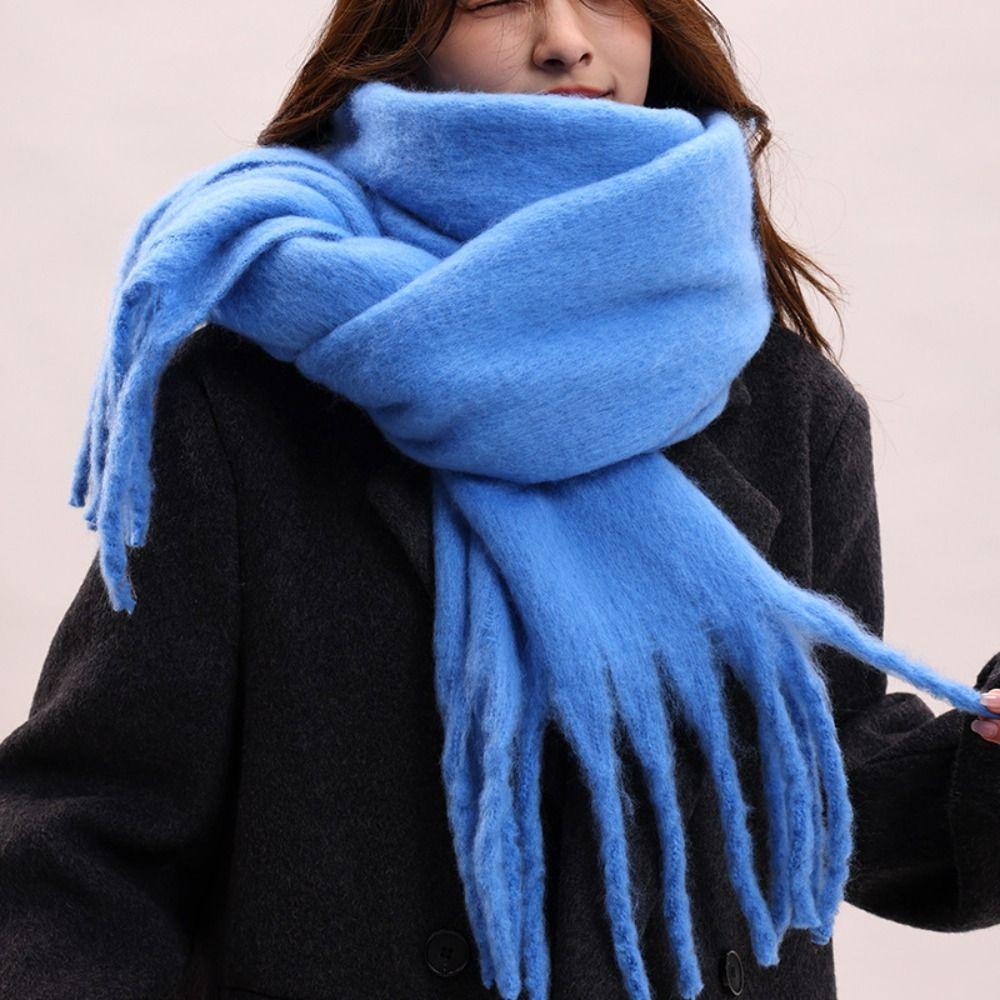 Mohair Winter Wool Scarf Plush Long Shawl Elegant Winter Cashmere Scarves  Girl