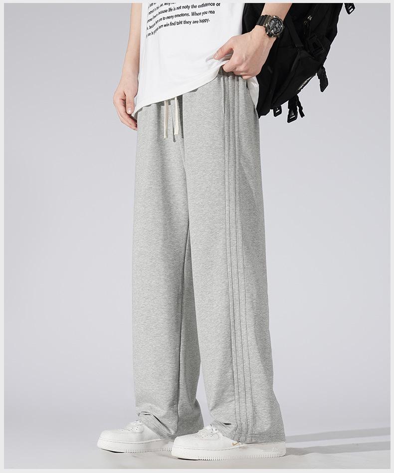 Men's Lightweight Summer Straight-Leg Sweatpants: Casual, Loose-Fit, Trendy Sportswear for Youth and Students