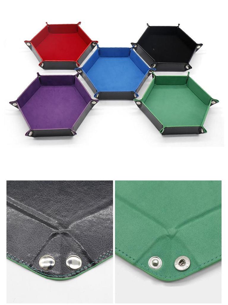 Hexagonal Velvet Dice Tray: Portable, Foldable PU Storage for Tabletop Games