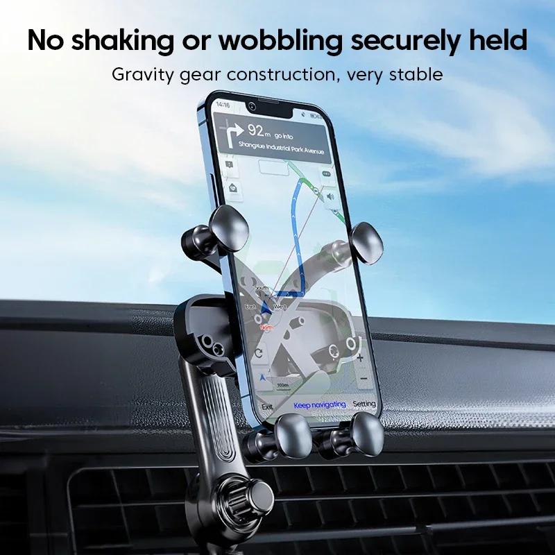 2024 New 360° Rotation Gravity Car Phone Holder Air Vent Clip Navigation Stand Telescopic Air Outlet Phone Support for 4.7-7 Inc