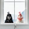 Realistic Black White Rooster Peeking Window Sticker Static Cling Farmhouse Kitchen Bedroom Living Room Glass Decal