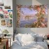 Vintage Garden Floral Landscape Tapestry, Cottagecore Aesthetic Wall Hanging, Bedroom Living Room Dorm Decor