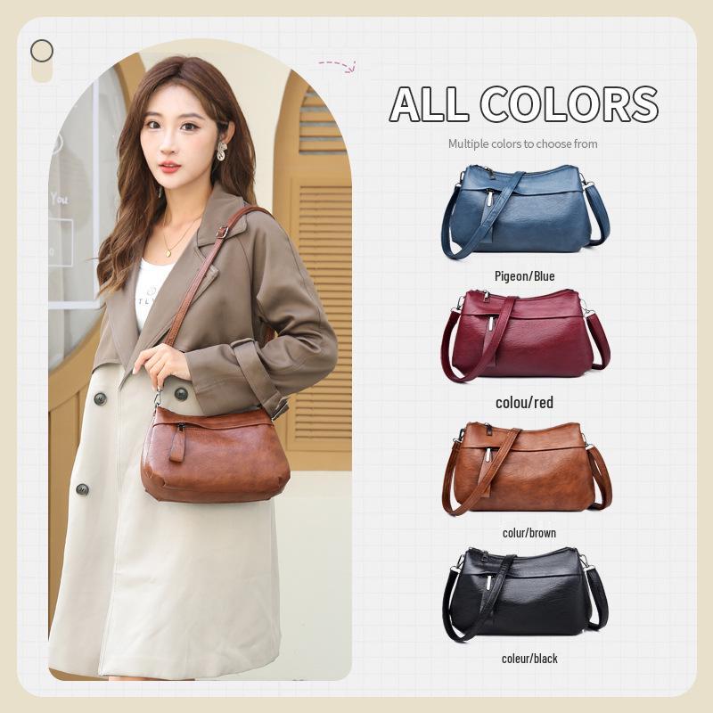 2023 Luxusní dámská taška z měkké kůže: Třívrstvá, velkokapacitní, všestranná crossbody pro maminky