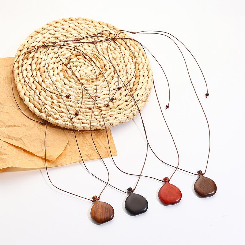 1PC Flask Pendant Parties Wooden Fashion Long Necklace Daily Wear Jewelry for Women Elegant Adjustable Vintage Ethnic