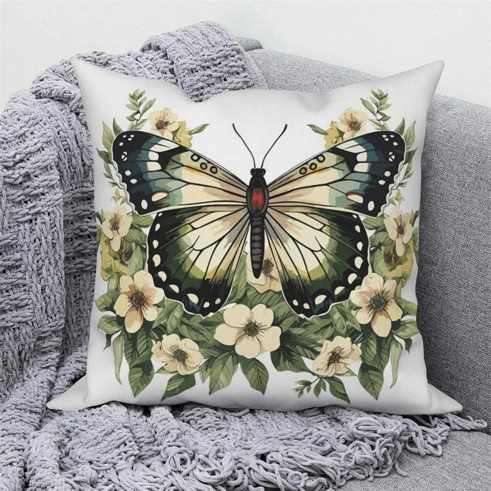 Home Decoration Cushion Cover Butterfly Flower Pillow Cover Sofa Car Decoration Pillow Cover