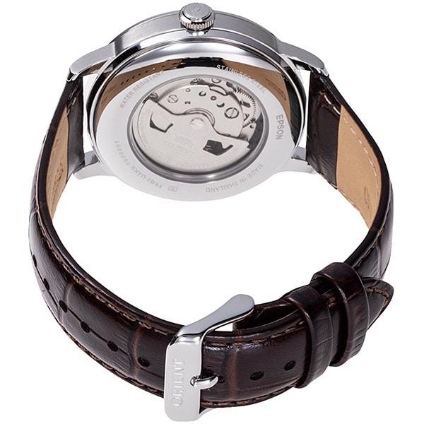 Orient Men's TRN-AK0803Y (Classic Bambino Sun and Moon Men's Leather) Round Watch Stainless Steel