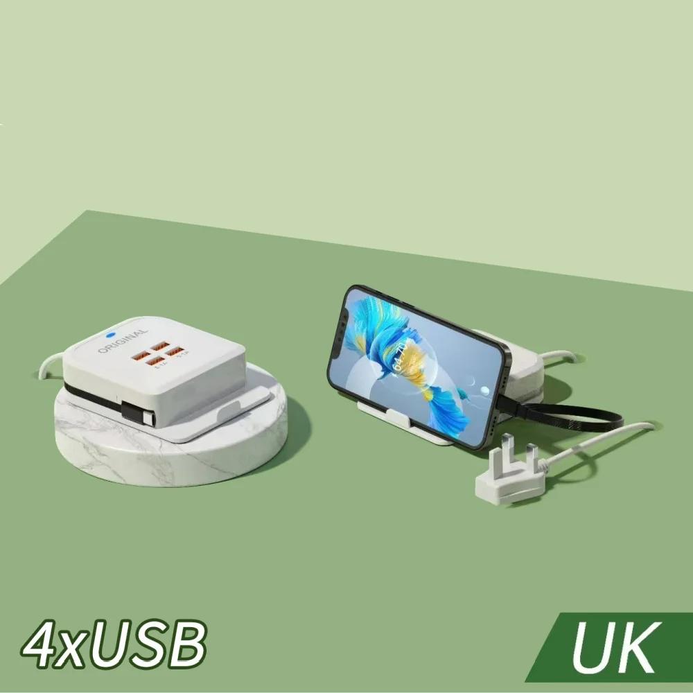 5.1A 4 Ports USB Type C Quick Charging Socket Multifunction USB Desktop Power Strip Holder For Phone Tablet Laptop EU/US/UK Plug