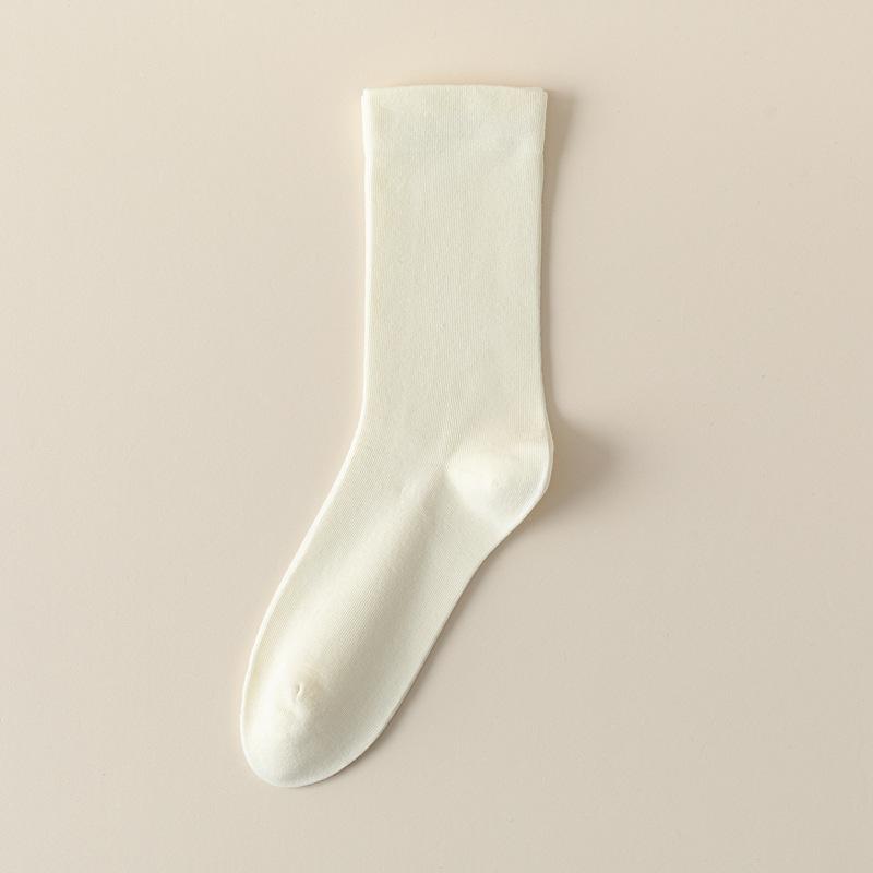 

Женские весенне-осенние белые носки-гольфы из хлопка без косточки 1 pair молочный белый