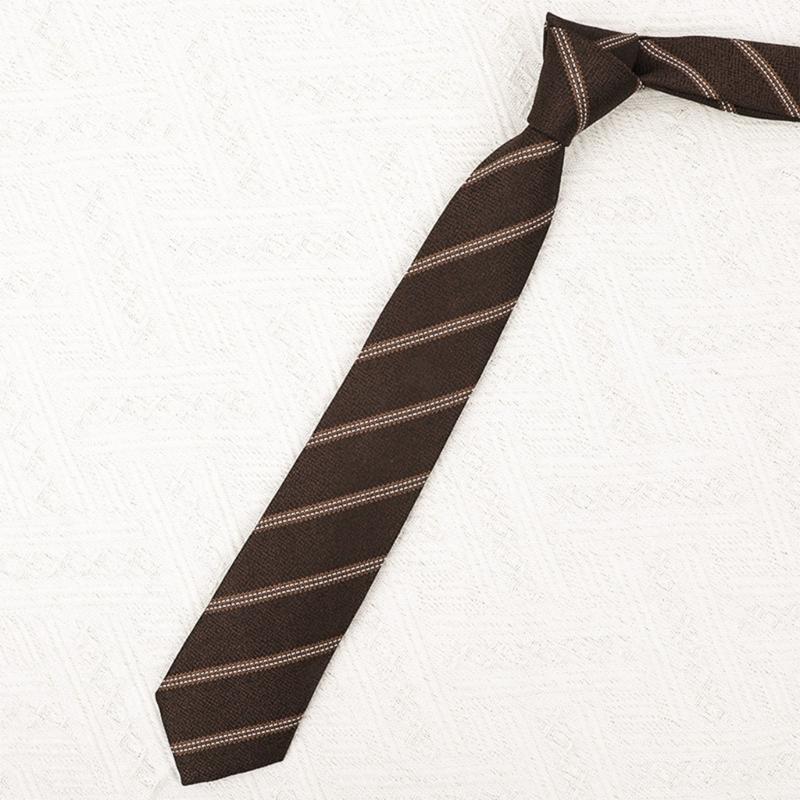 Brown Checkered Striped Neck Tie Pre-Tied Bowtie for Japanese JK School Uniform