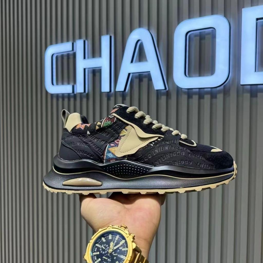 Designer Brand Low-top Printed Casual Shoes Men's New Comfortable Embroidered Cloth Thick Sole Casual All-match Sneakers Men