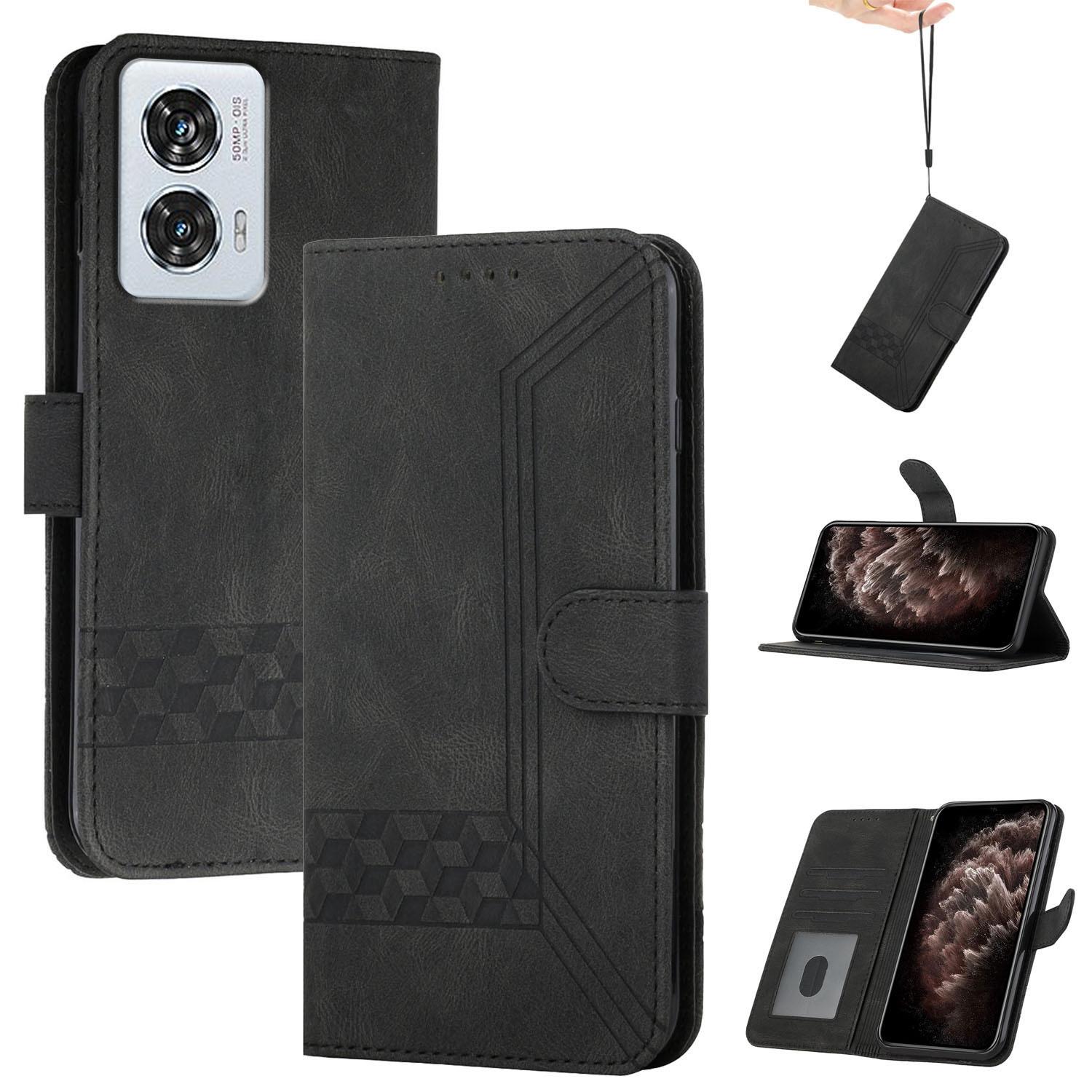 

YX0010 Series for Motorola Edge 50 Fusion 5G Case Skin-Touch Phone Leather Cover Black