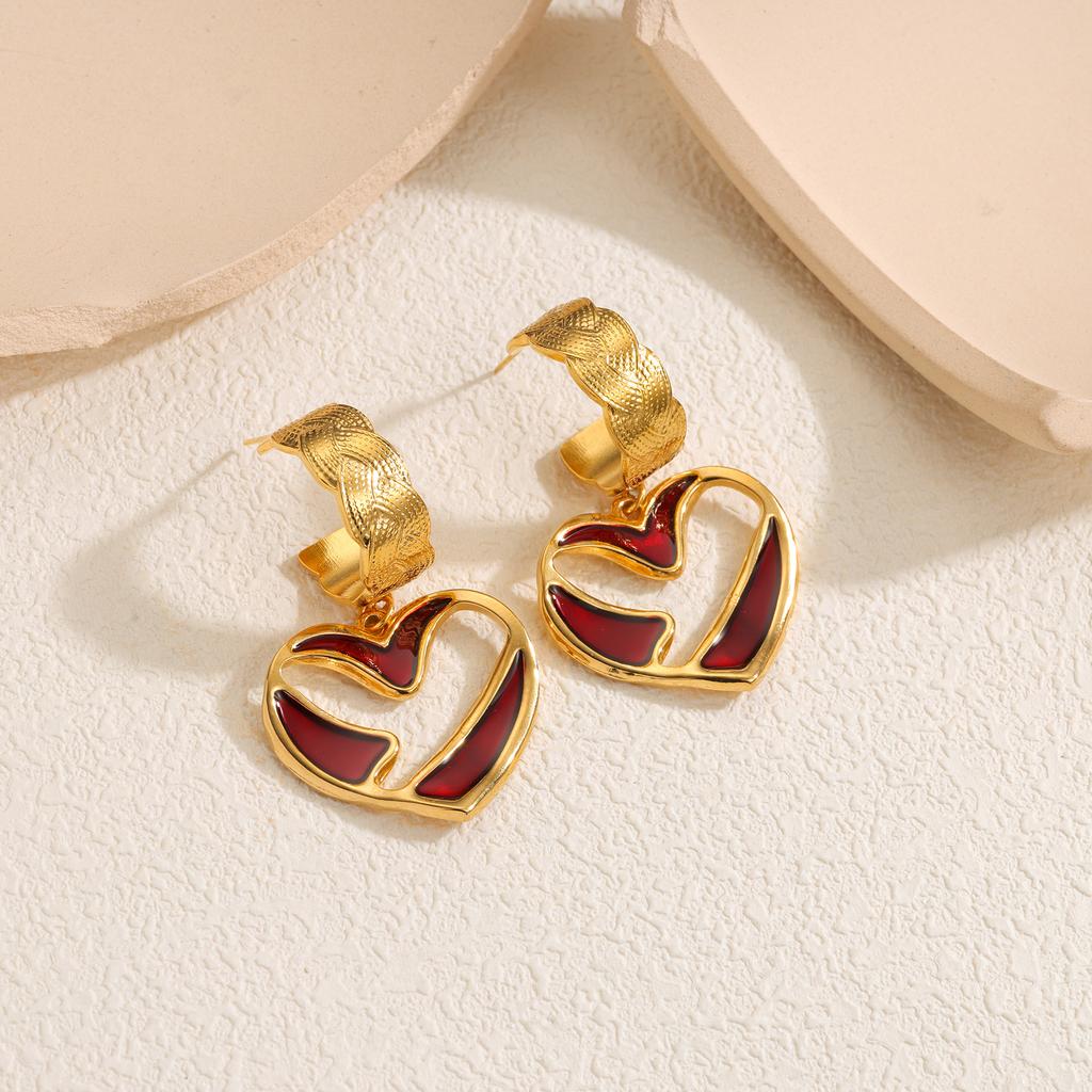 Atoztide Nouvelle Boucle d'Oreille Cœur Imprimé Léopard Vintage pour Femmes Acier Inoxydable Boucles d'Oreilles Statement Pierre Brillante Cadeau de Bijoux de Noël