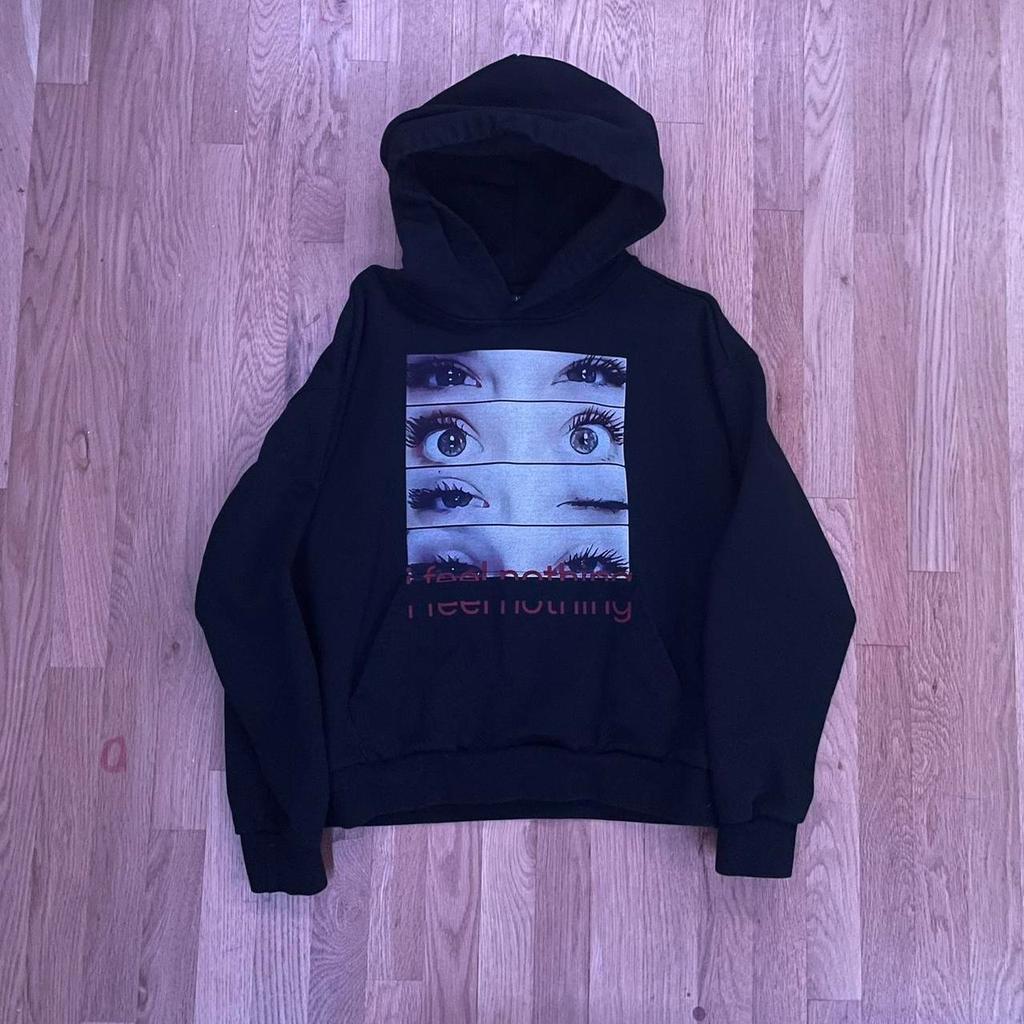 Y2K Grunge Eye Print Hoodie Women's Aesthetic Streetwear Oversized Hooded Sweatshirt