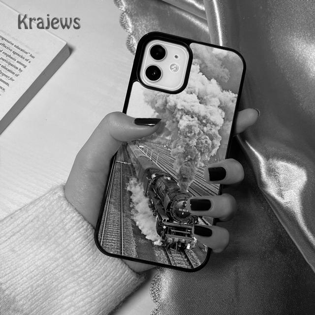 Krajews Vintage Steam Train Railway Phone Case Cover For iPhone 17 Air 16 15 14 plus 12 13 pro max coque Fundas